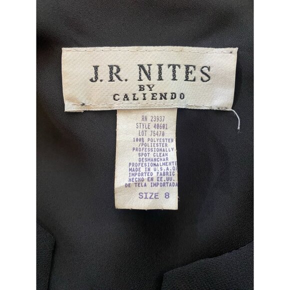 JR Nites By Caliendo Black Layered Tunic Top Silver Beads Asymmetrical Hemline 8 - Picture 10 of 10